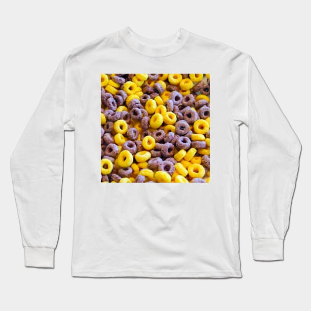 Breakfast Loops - Purple and Yellow Long Sleeve T-Shirt by BeastieToyz